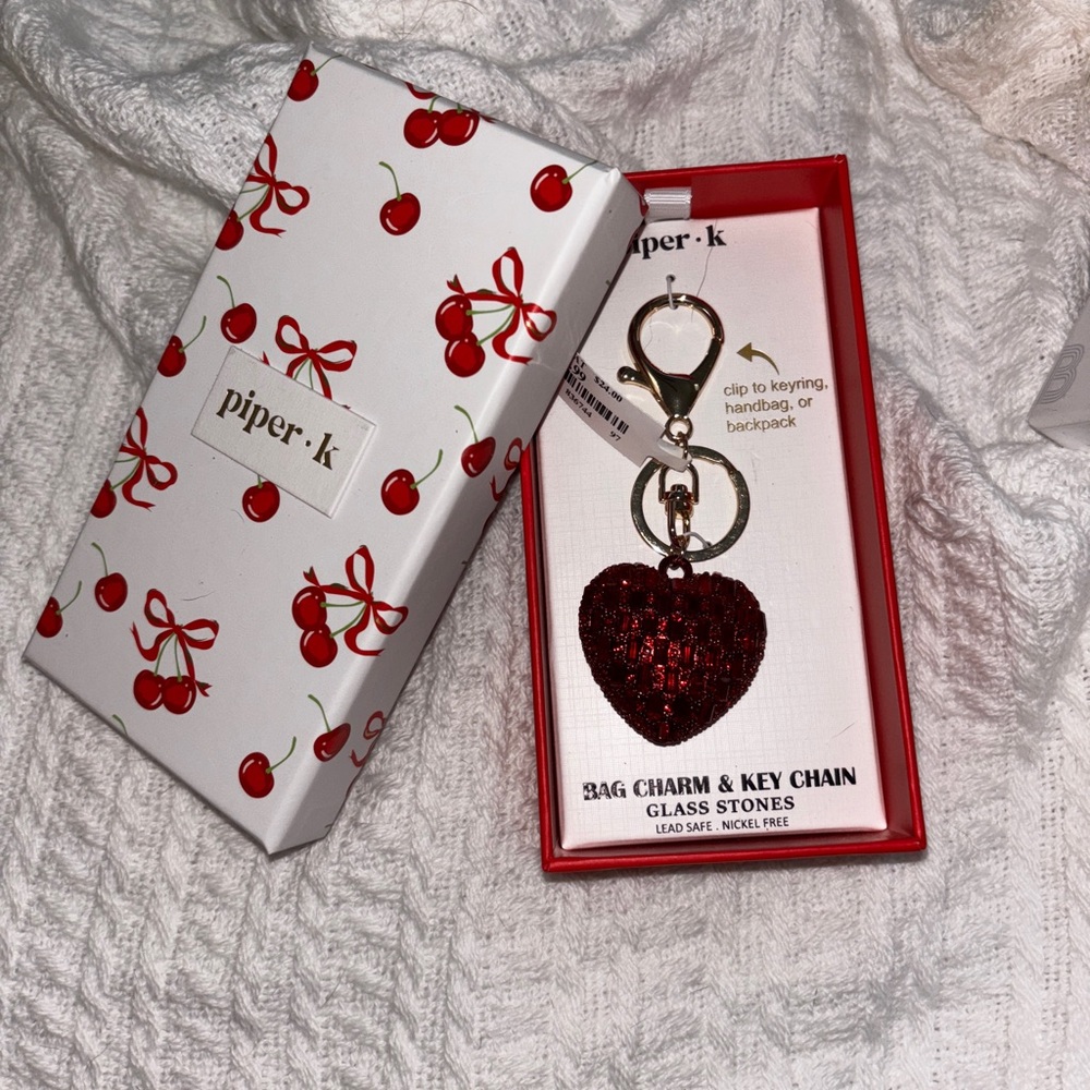 Piper Red Heart Bag Charm & Key Chain